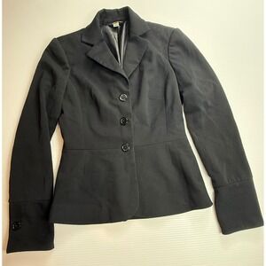 Black HW Blazer Jacket Womens Size 2 Fitted Career Business Office‎ Interview